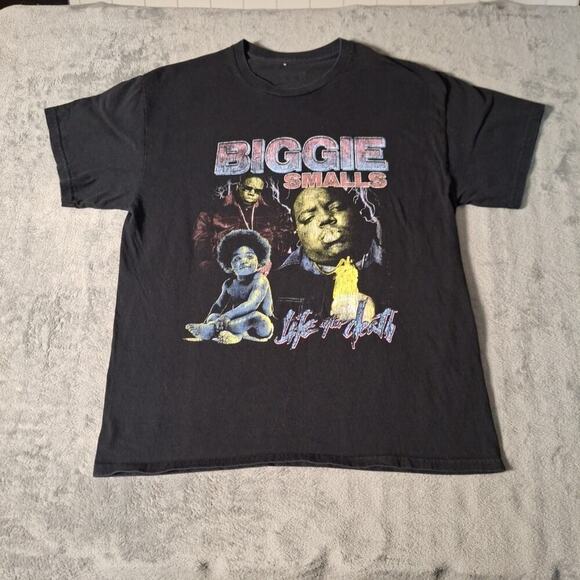 Biggie Smalls Life After Death Retro Rap T-Shirt Black Large Cotton Short Sleeve - Picture 1 of 6